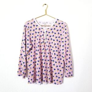 ROLLER RABBIT Pina & Colada Pajama Top Pima Cotton Pineapple Sleepwear XL